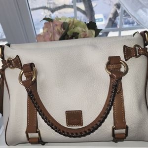 Dooney & Bourke Satchel white with saddle trim 12" Wide Currently Listed At $599